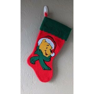 Disney POOH Red Green 3D Felt Hat Scarf Christmas 16" Stocking